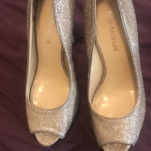 Enzo Angiolini gold/silver open toe heel